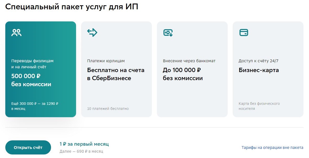 Пакет услуг для ИП в Сбере Пакет услуг для ИП в Сбере
