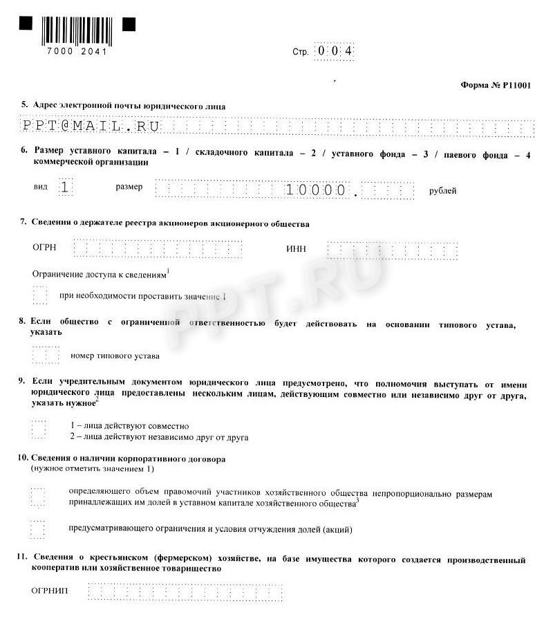 Заявление Р11001 (стр. 4)