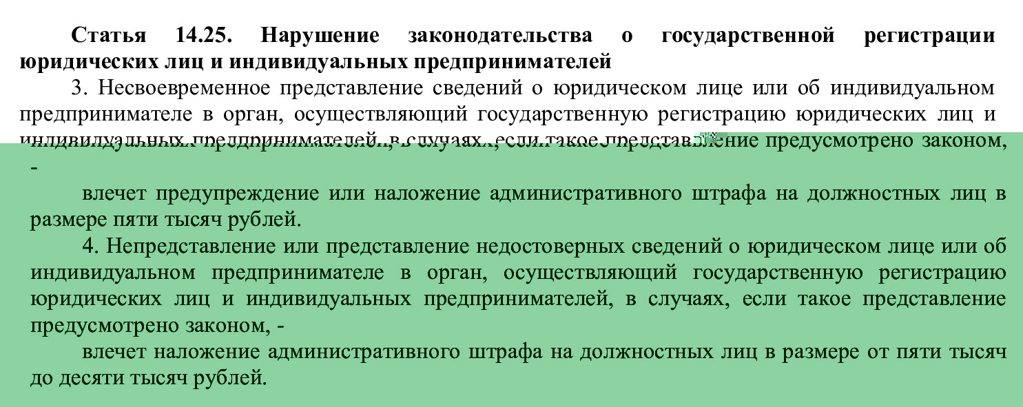 Ответственность за невнесение ОКВЭД в ЕГРЮЛ