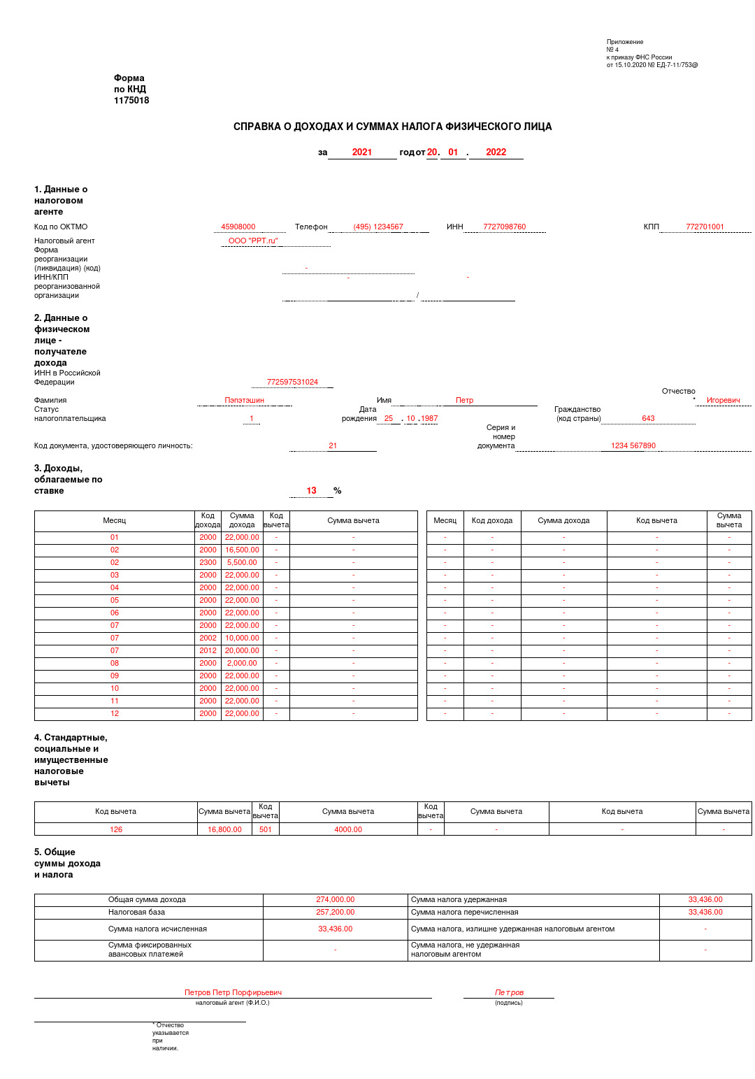 код вычета в 2ндфл 501