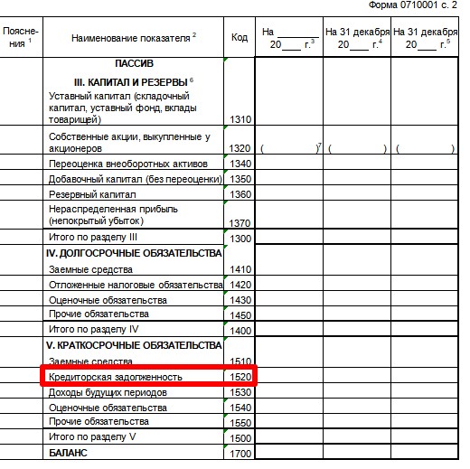 Бухгалтерский баланс, стр. 2