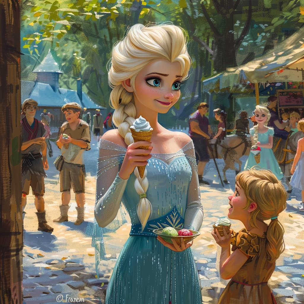 Эльца продает мороженное в парке