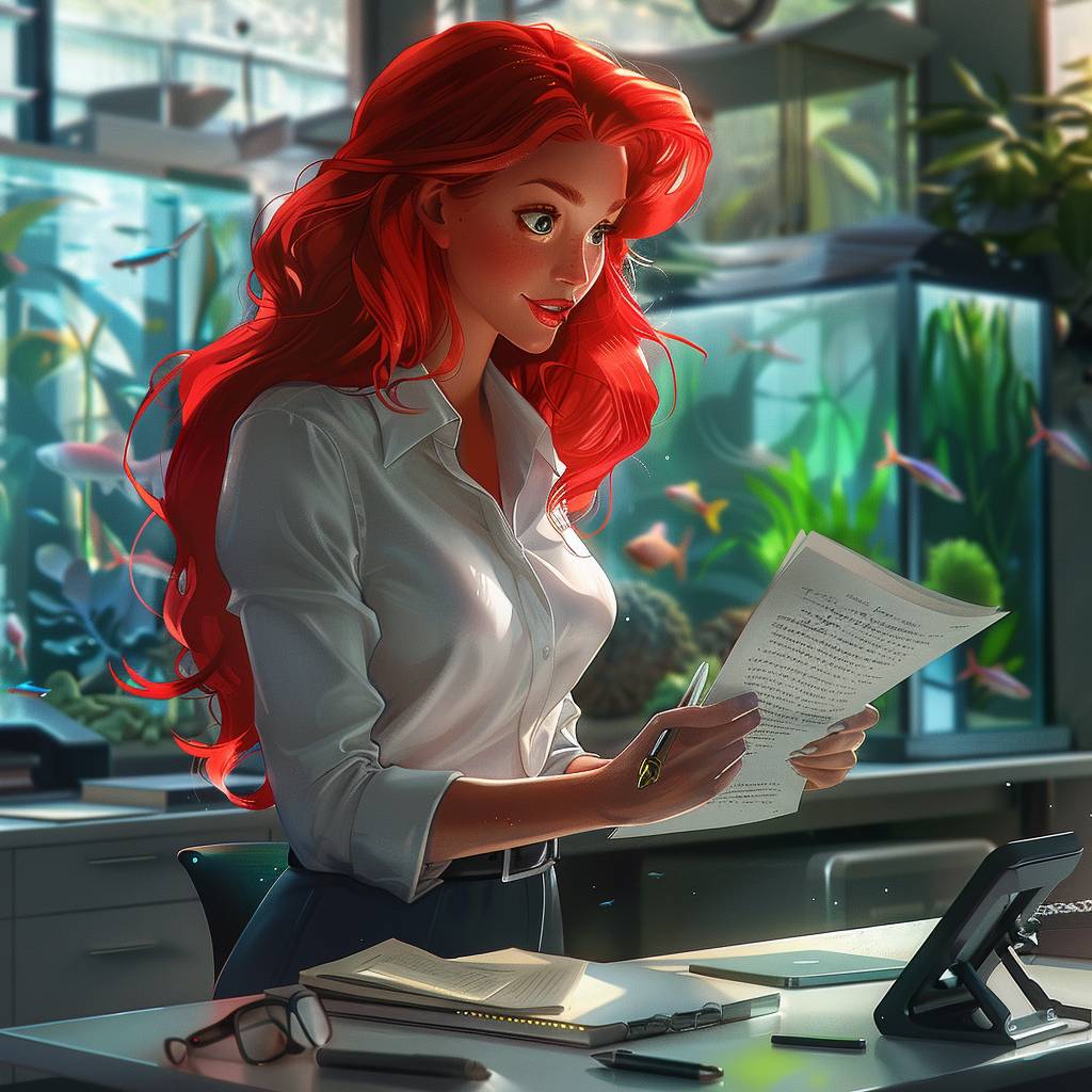 Русалочка Ариэль работает секретарем