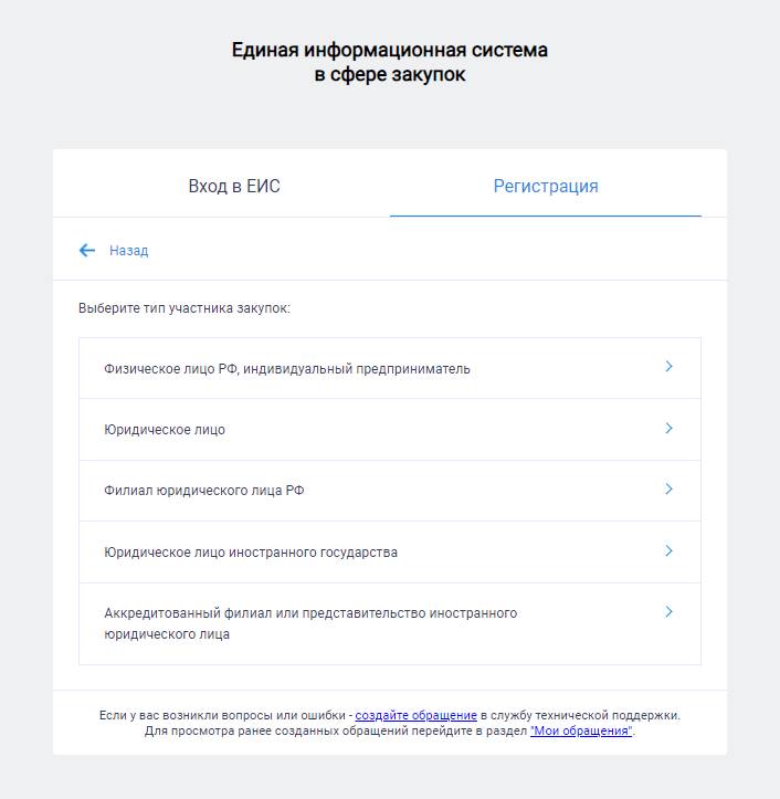 Шаг 3-2. Выбор типа участника