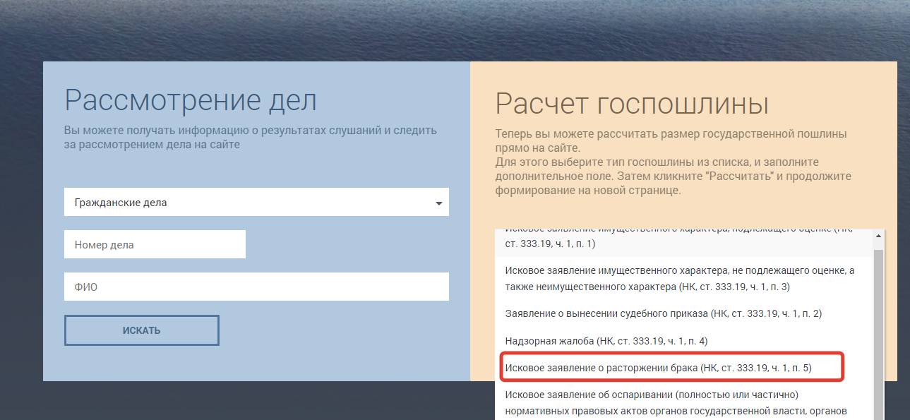 Оплата госпошлины за развод. Шаг 1