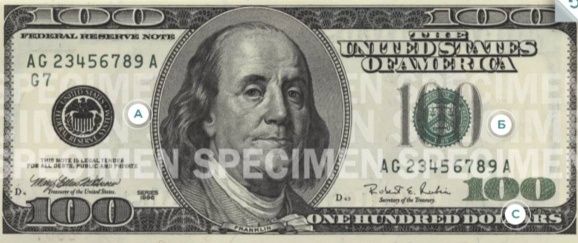 100$ 1996–2013 гг. выпуска