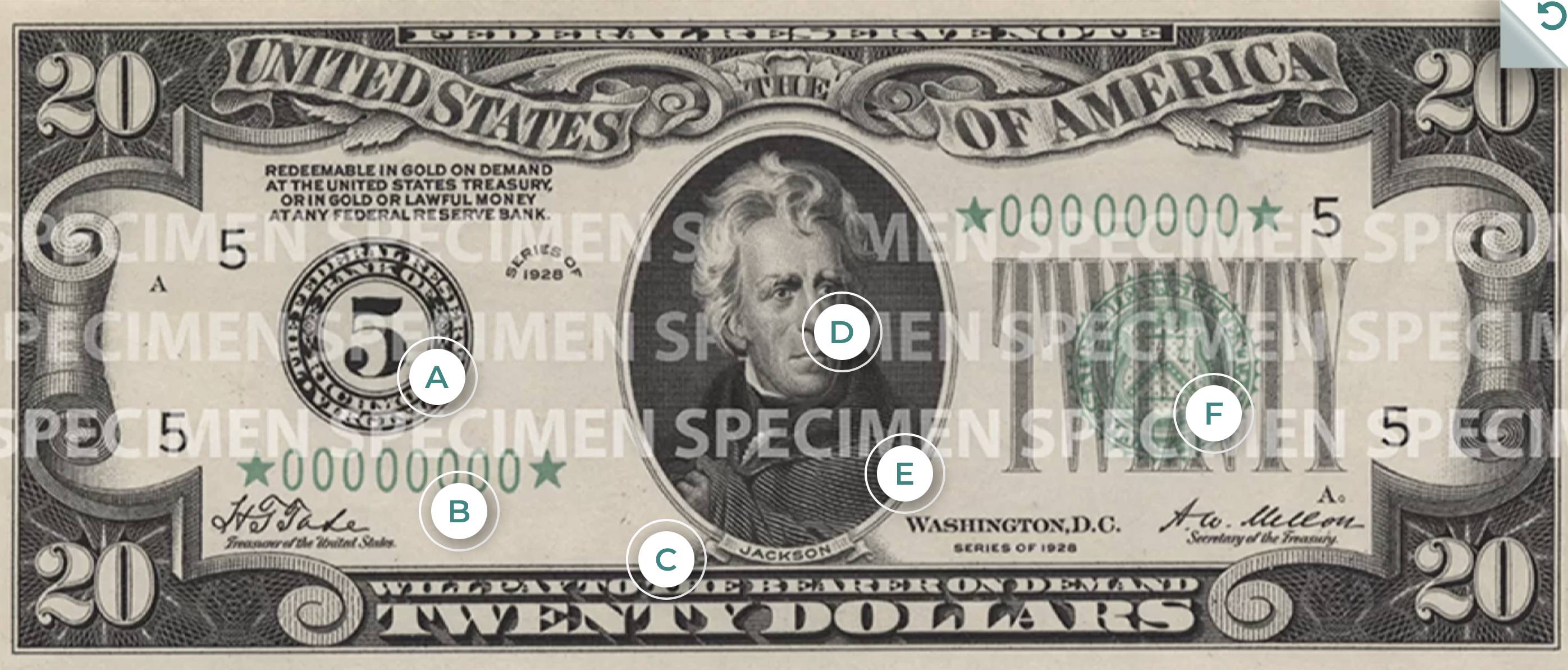 20$ 1928–1990 годов выпуска