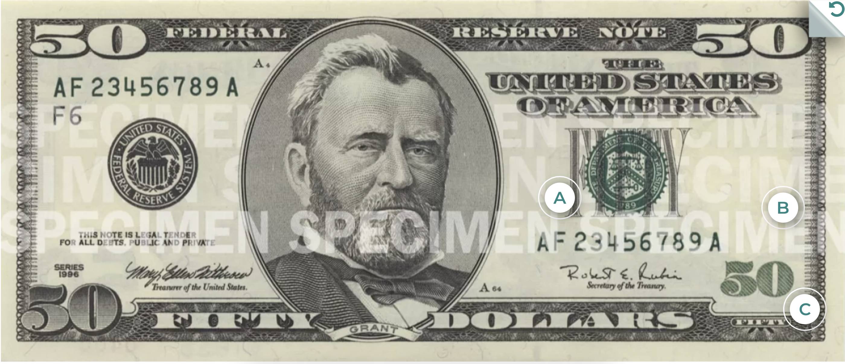 50$ 1990–1996 гг. выпуска