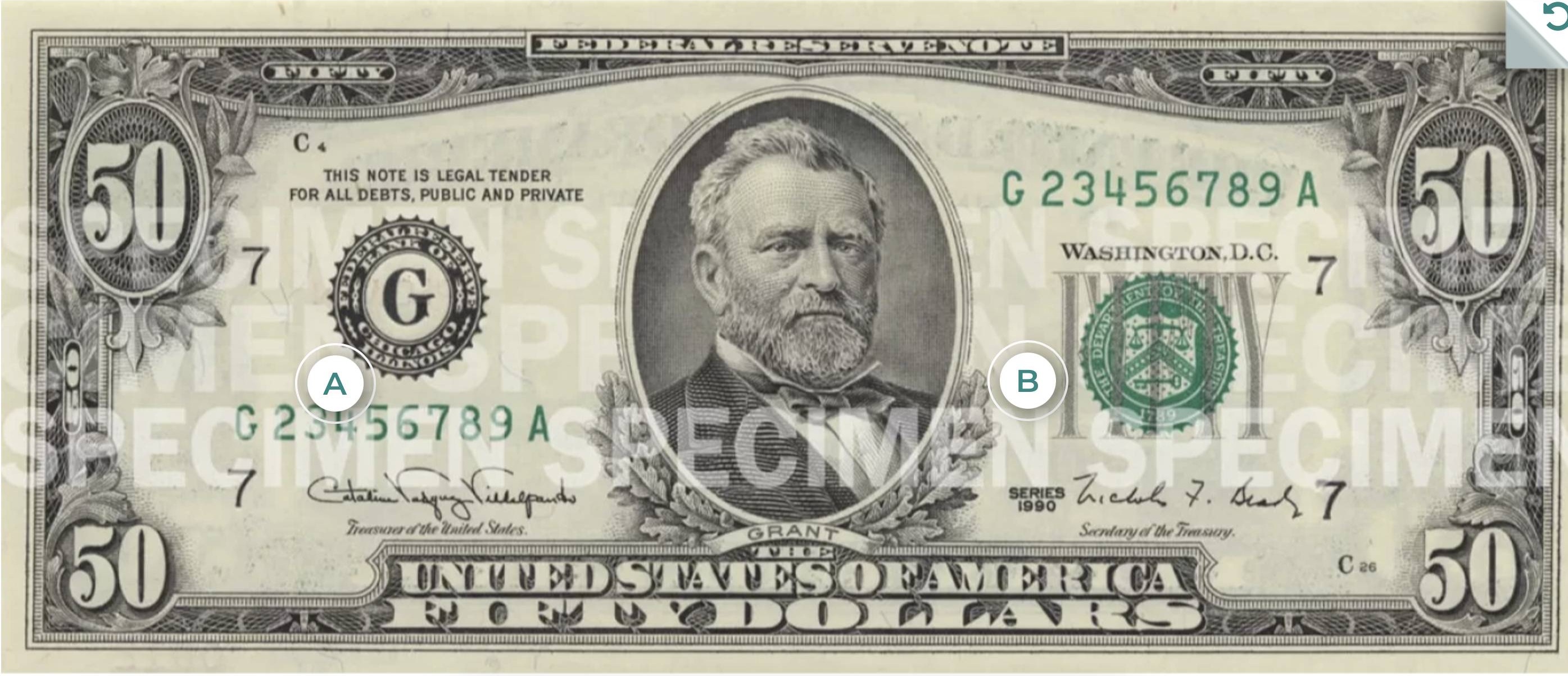 50$ 1990–1996 гг. выпуска