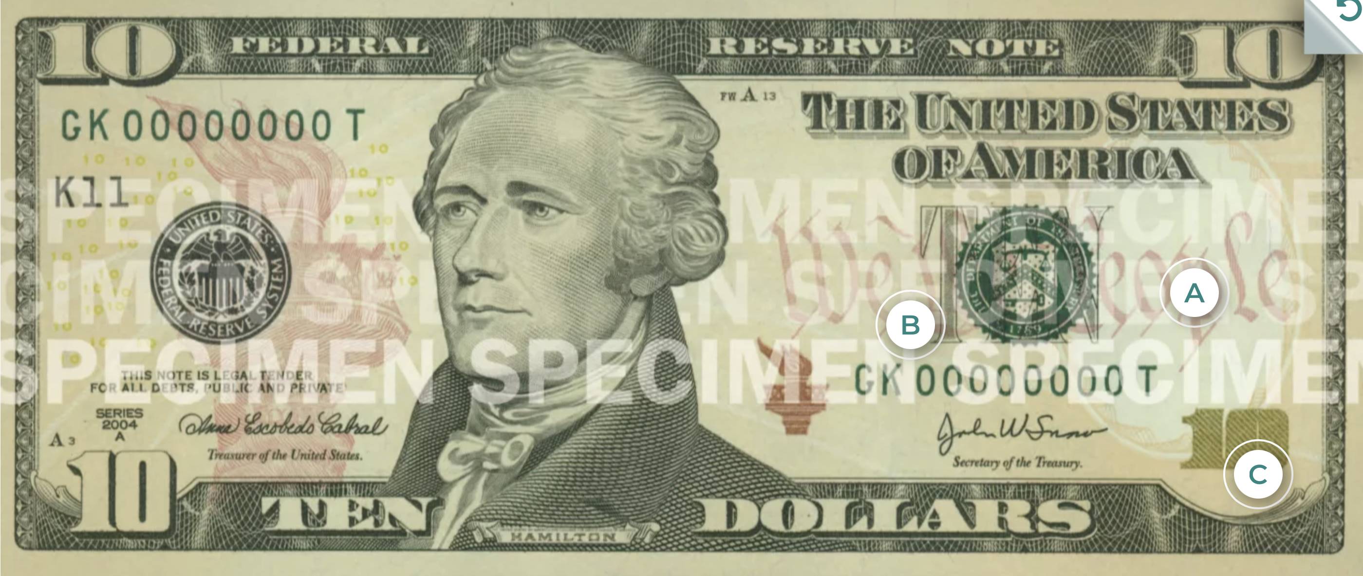 Десять долларов 2006 г. выпуска и далее