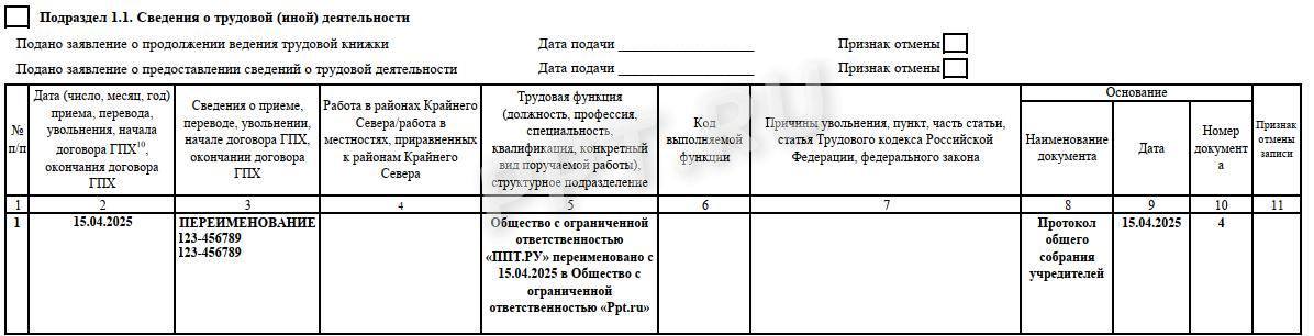 Подраздел 1 формы ЕФС-1