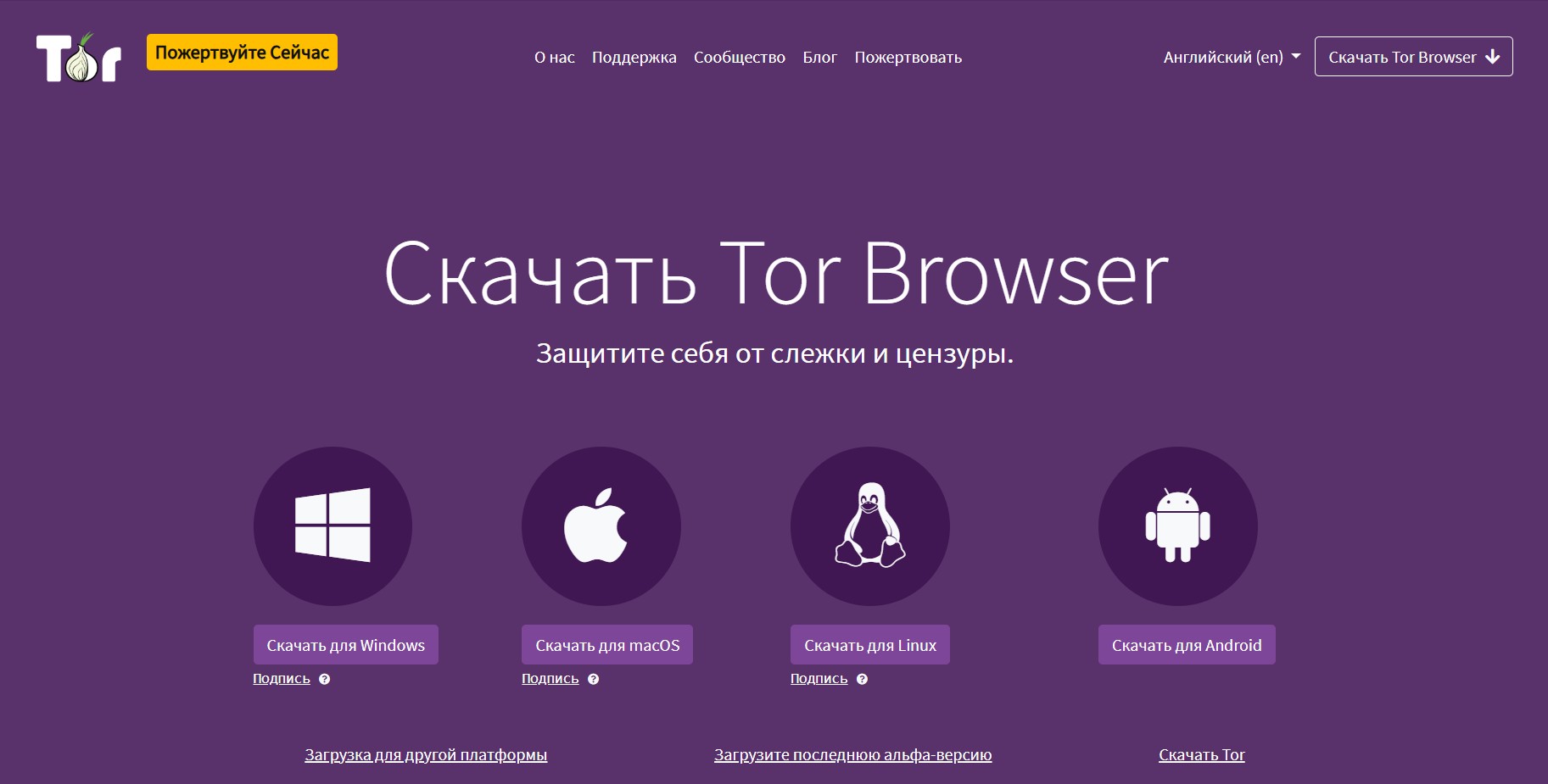 Официальный сайт Tor Browser
