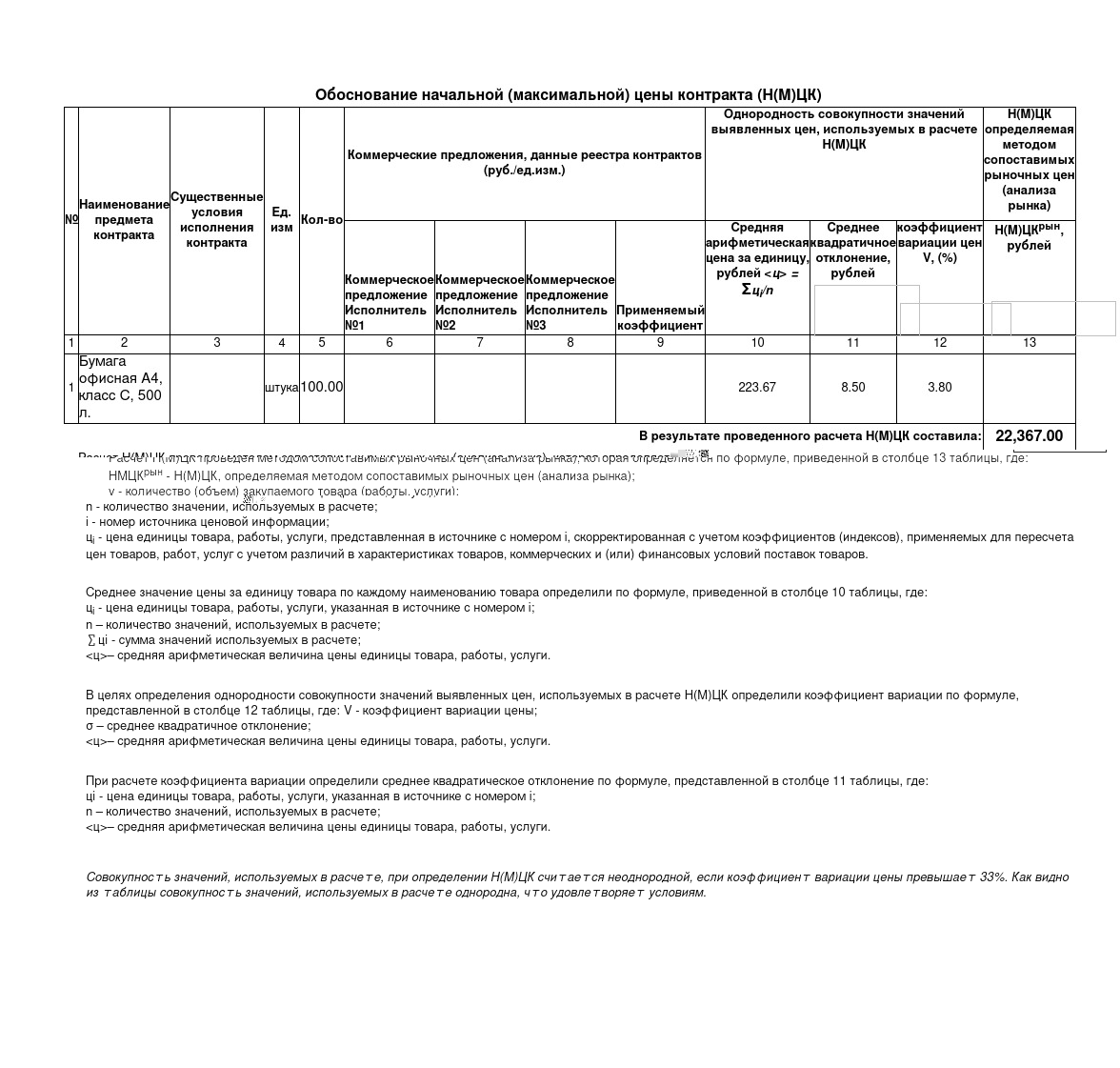Обоснование НМЦК нормативным методом