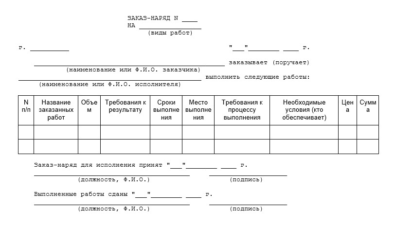 Бланк заказа-наряда (стр. 1) Бланк заказа-наряда (стр. 1)
