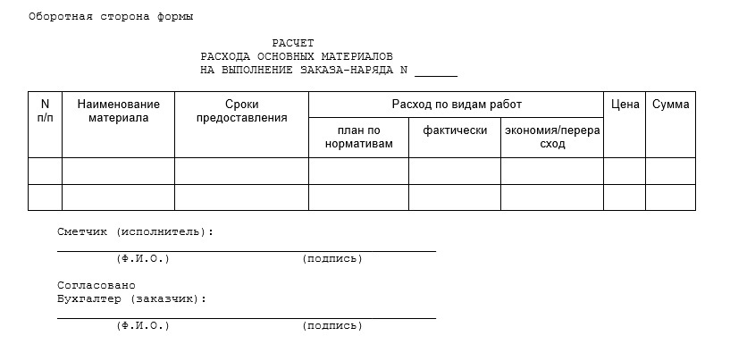 Бланк заказа-наряда, стр. 2 Бланк заказа-наряда, стр. 2