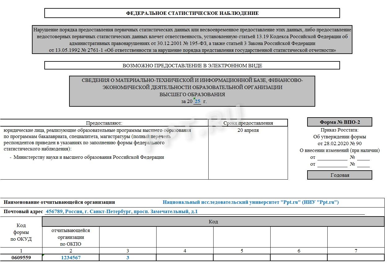 Титульный лист отчета ВПО-2 Титульный лист отчета ВПО-2