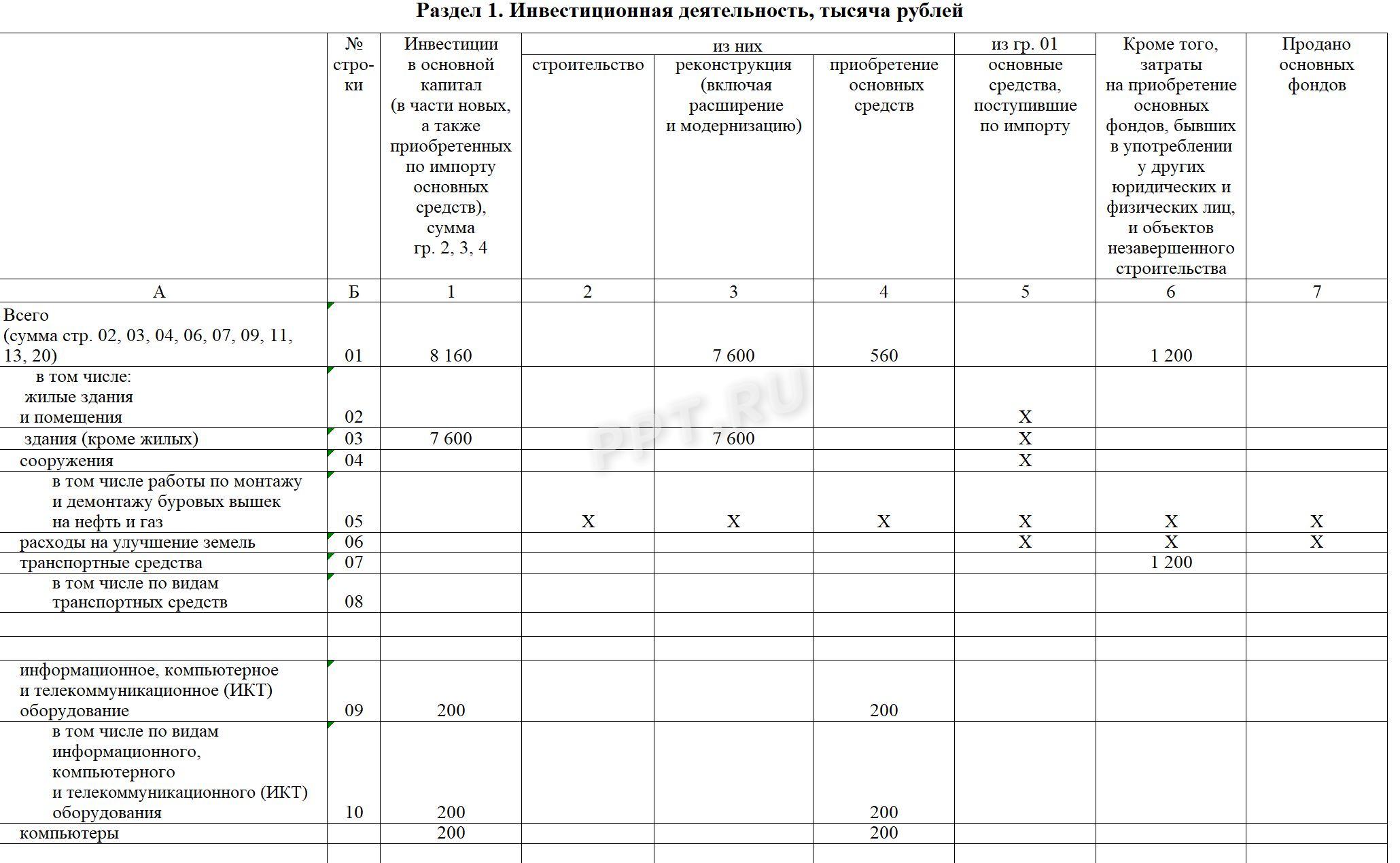 Раздел 1 формы П-2 (инвест) (стр. 1)