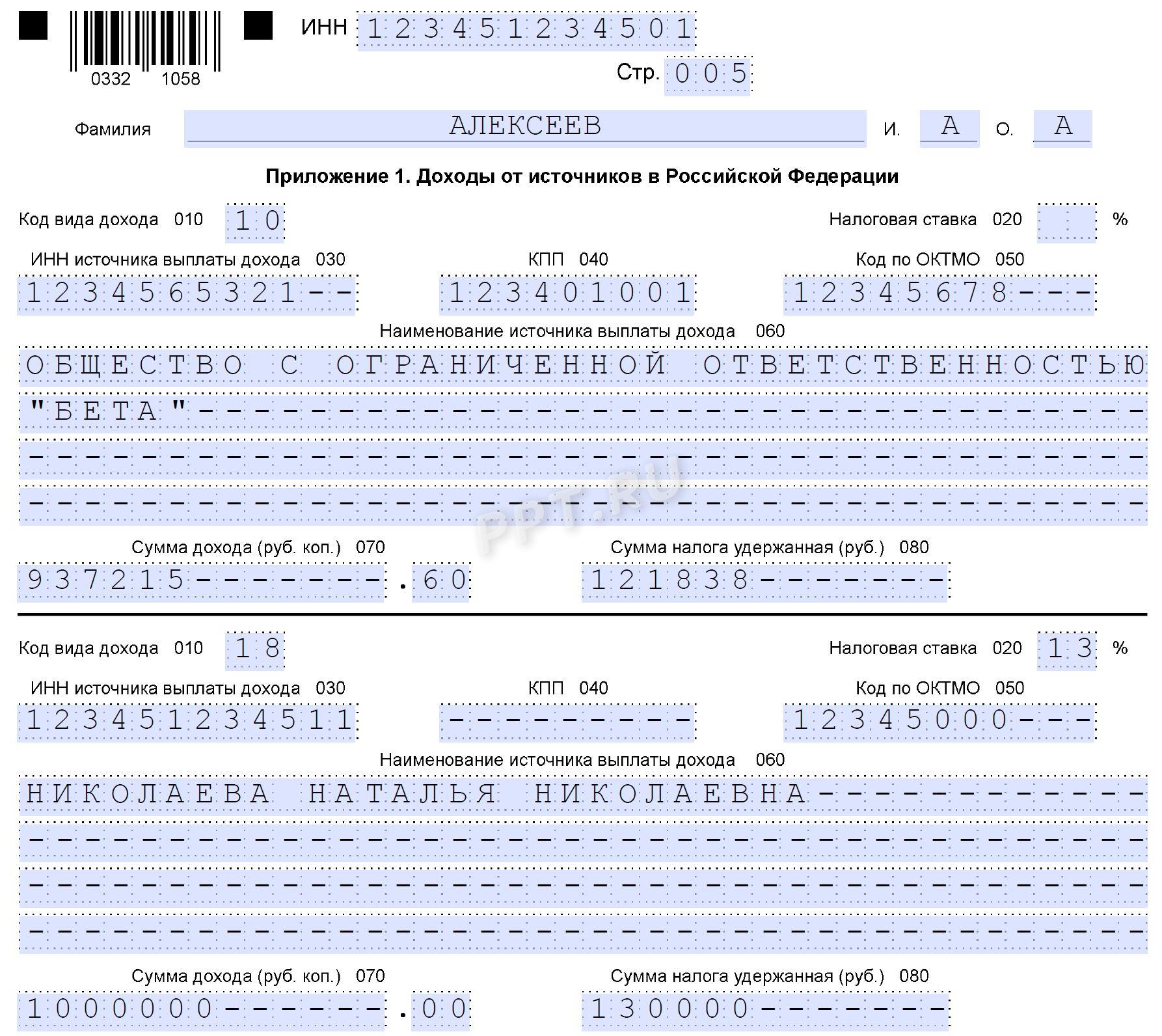 Доходы от разных источников в РФ в декларации 3-НДФЛ