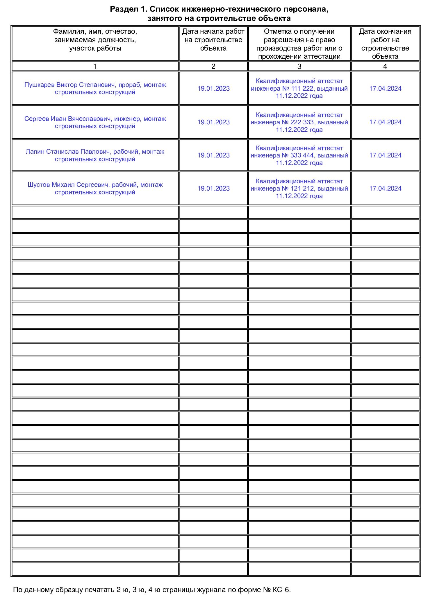 Первый раздел КС-6